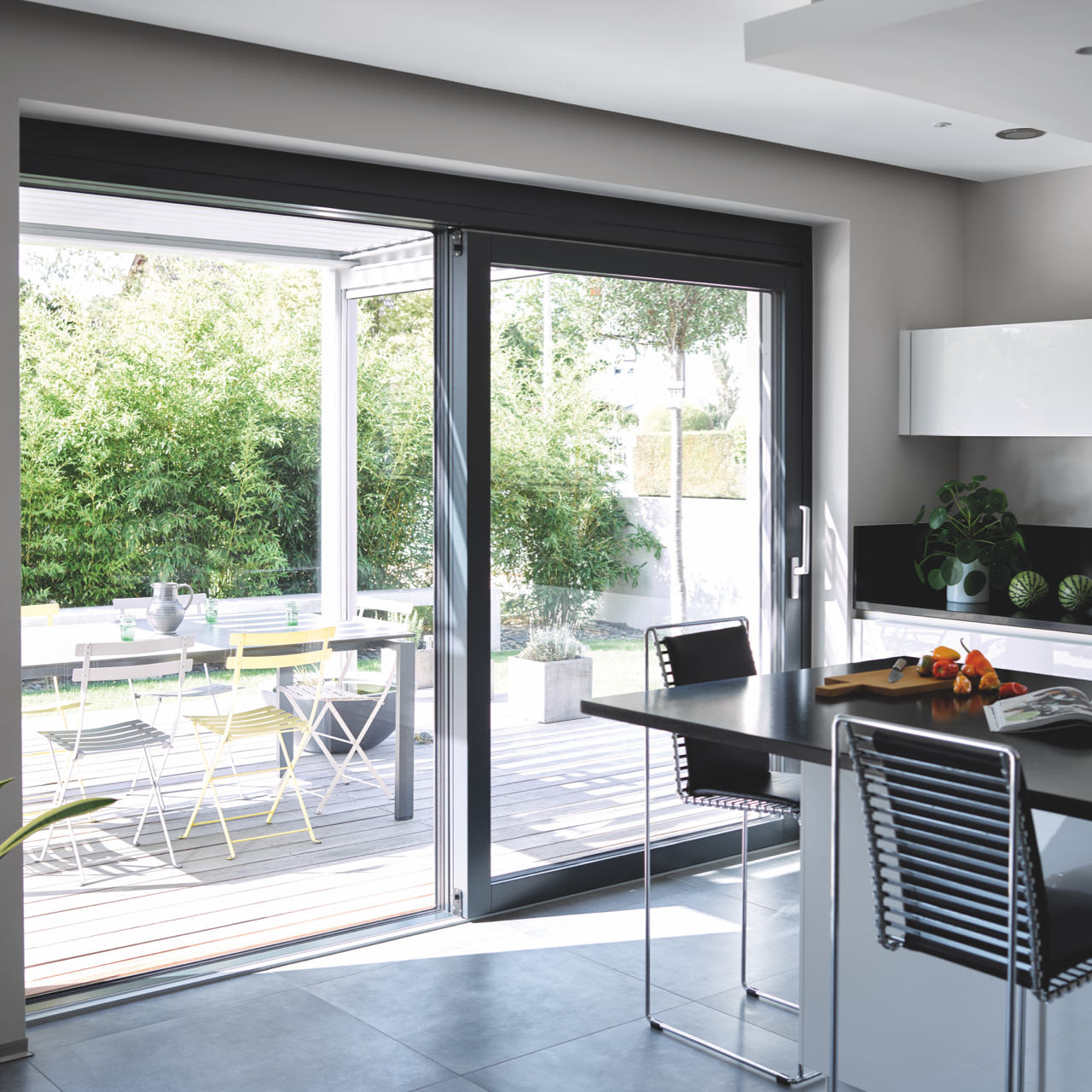 Fenêtre passive bois aluminium cuisine moderne