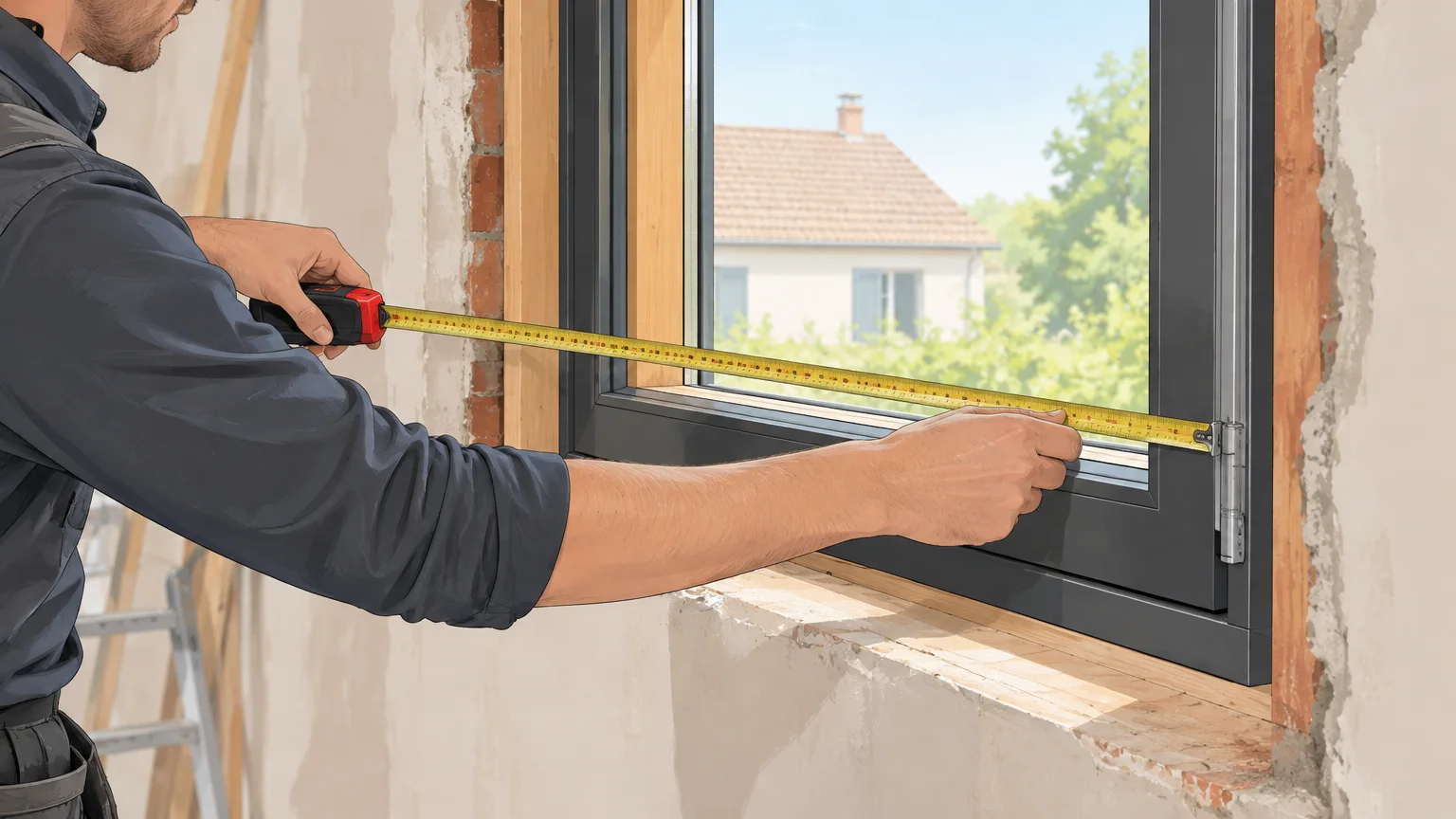 Mesure d&rsquo;une ouverture de fen&ecirc;tre avant une pose sur mesure
